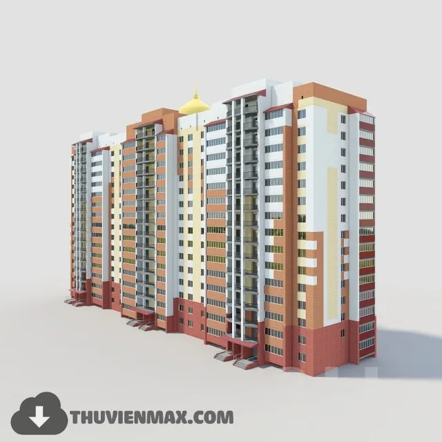 15-storey building with a dome 3DS Max - thumbnail 3