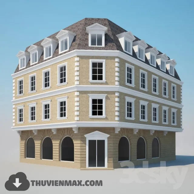 Corner house in European style 3DS Max - thumbnail 3