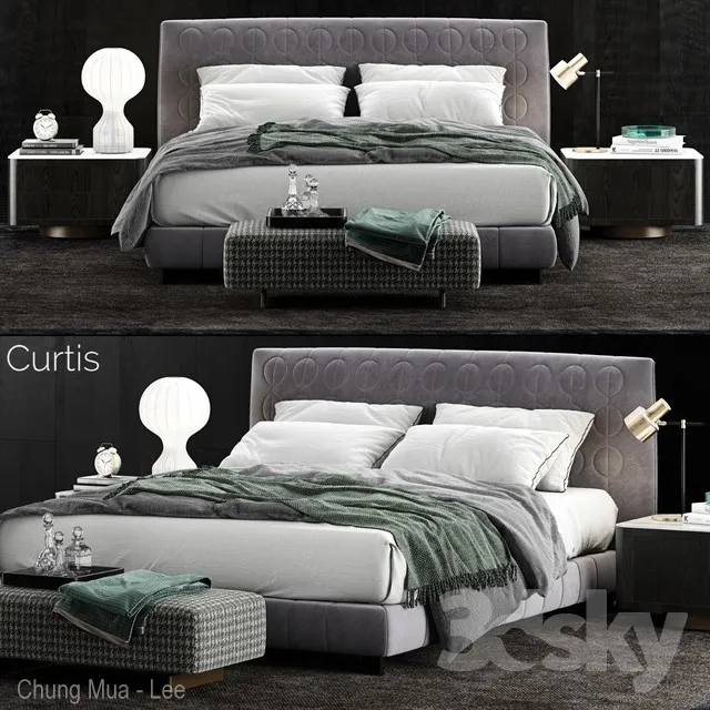 Minotti Curtis Bed 2 3DS Max - thumbnail 3