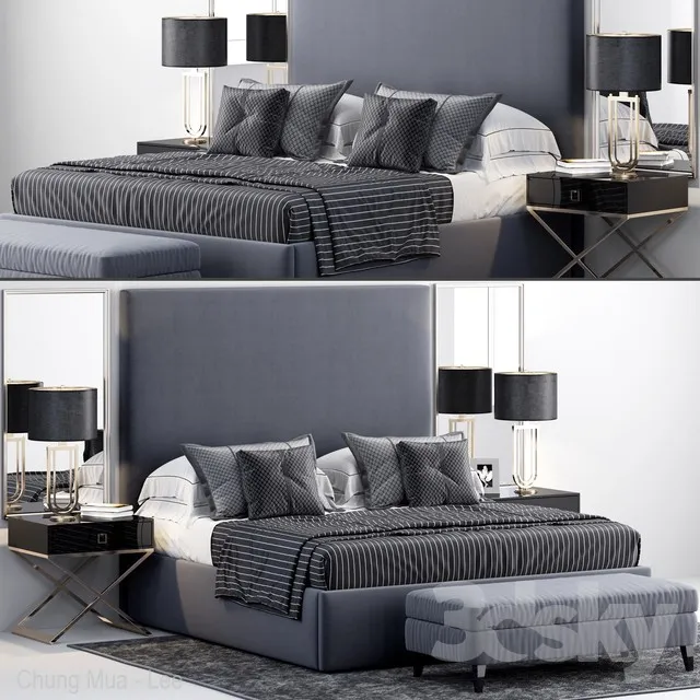 RH Sullivan Upholstered Platform Bed 3DS Max - thumbnail 3