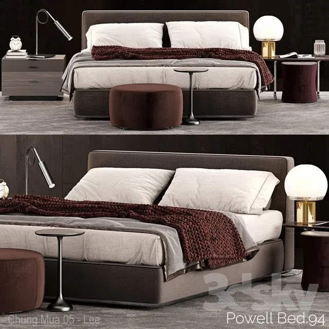 Minotti Powell Bed.94 3DS Max - thumbnail 3