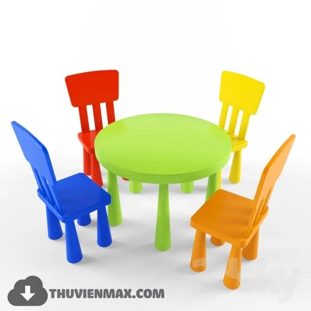 Table + Chair Childroom 3D Models – 008
