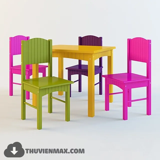 Table + Chair Childroom 3D Models – 026