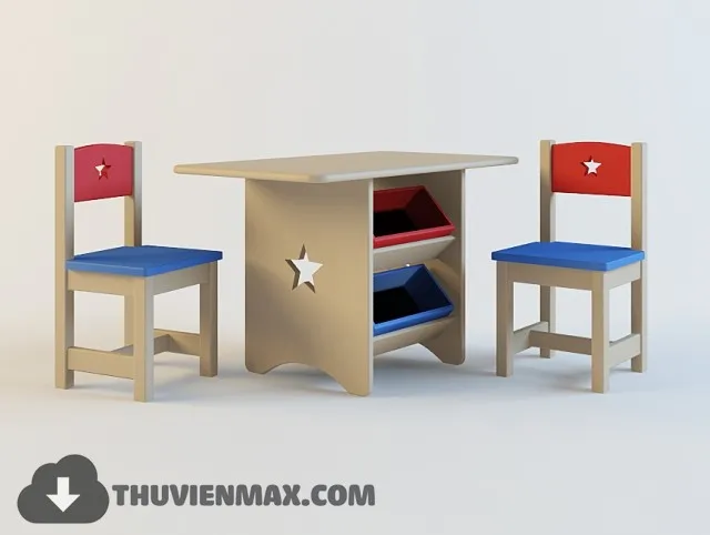 Table + Chair Childroom 3D Models – 027