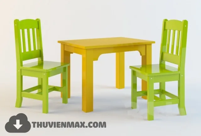Table + Chair Childroom 3D Models – 028