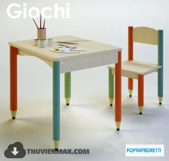 Table + Chair Childroom 3D Models – 029