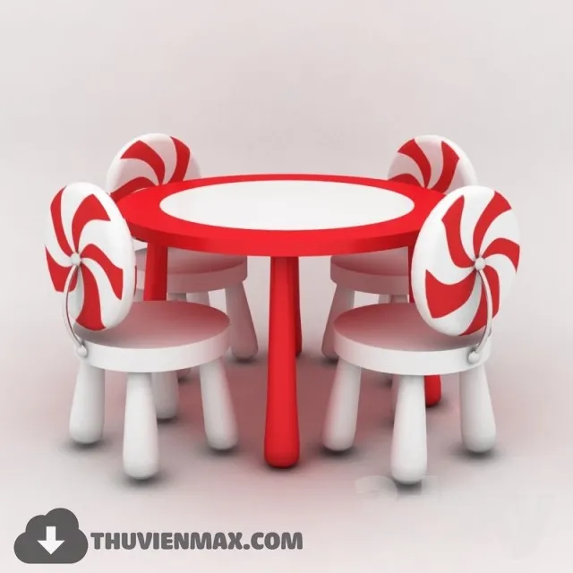 Table + Chair Childroom 3D Models – 033