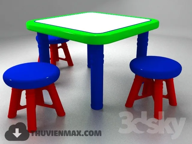 Table + Chair Childroom 3D Models – 047