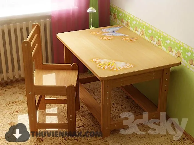 Table + Chair Childroom 3D Models – 049