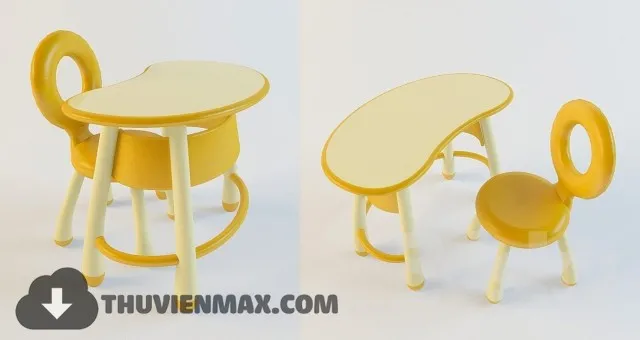 Table + Chair Childroom 3D Models – 065
