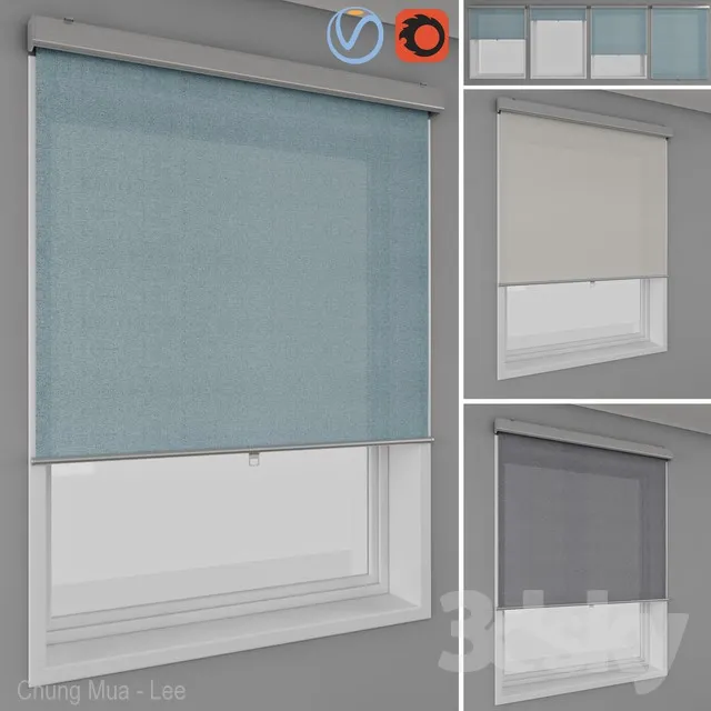 Roller blinds IKEA – TRETUR and window 3DS Max - thumbnail 3