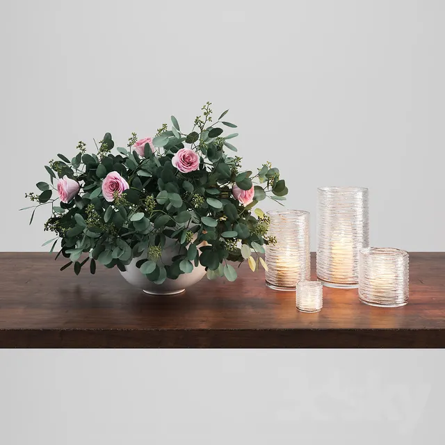 Vase with Eucalyptus and Roses 3DS Max - thumbnail 3