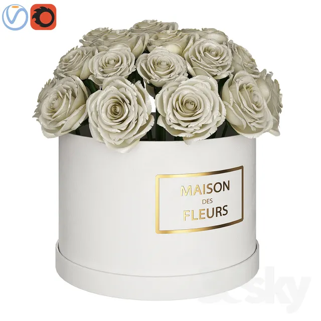 White roses in box 3DS Max - thumbnail 3
