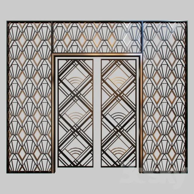 Wrought iron grille at the front door 3DS Max - thumbnail 3