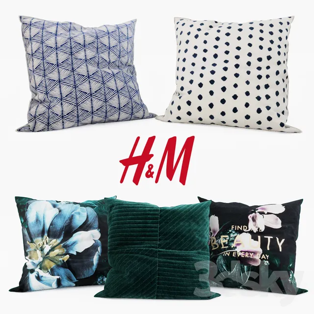 H & M Home – Decorative Pillows set 12 3DS Max - thumbnail 3