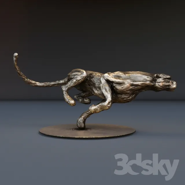The bronze figure of cheetah 3DS Max - thumbnail 3