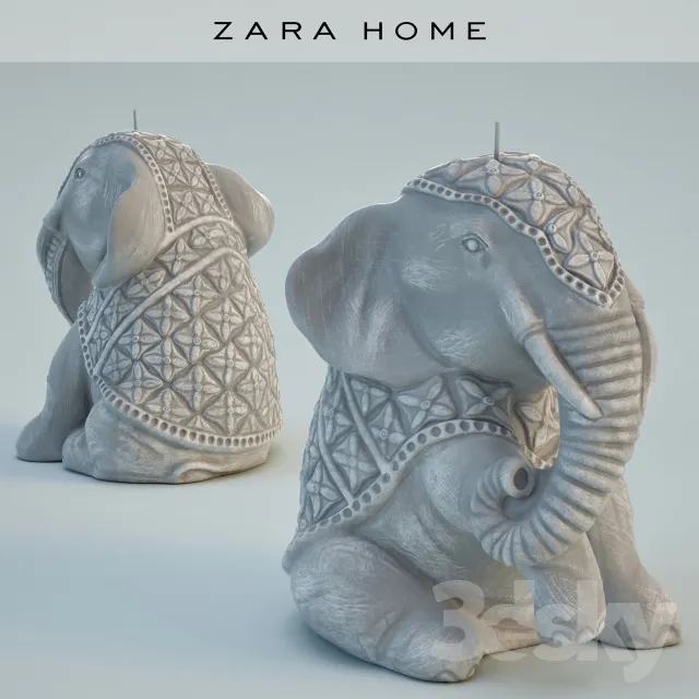 Zara home candle Seated Elephant 3DS Max - thumbnail 3