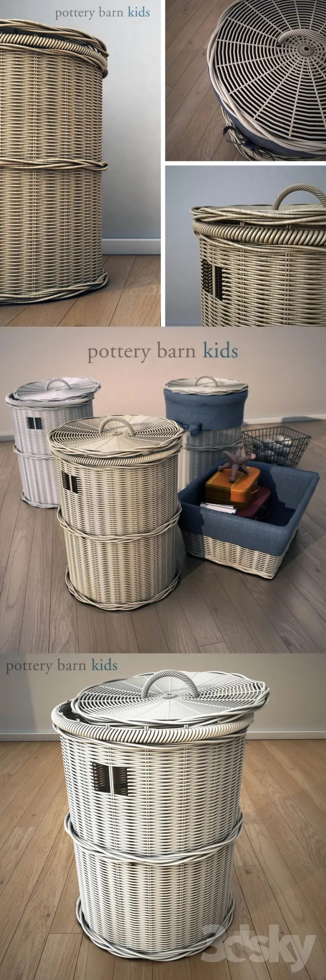 Pottery barn kids basket. 3DS Max - thumbnail 3
