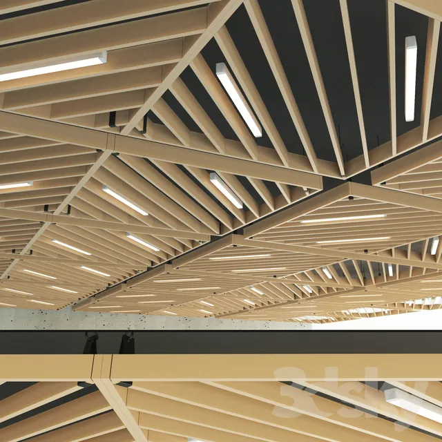 Wooden suspended ceiling 13 3DS Max - thumbnail 3