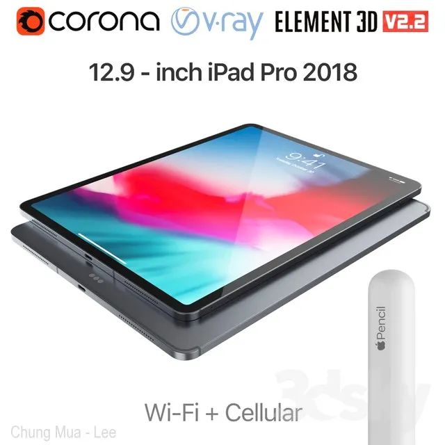 iPad Pro 2018 12.9 inch Wi-Fi + Cellular 3DS Max - thumbnail 3
