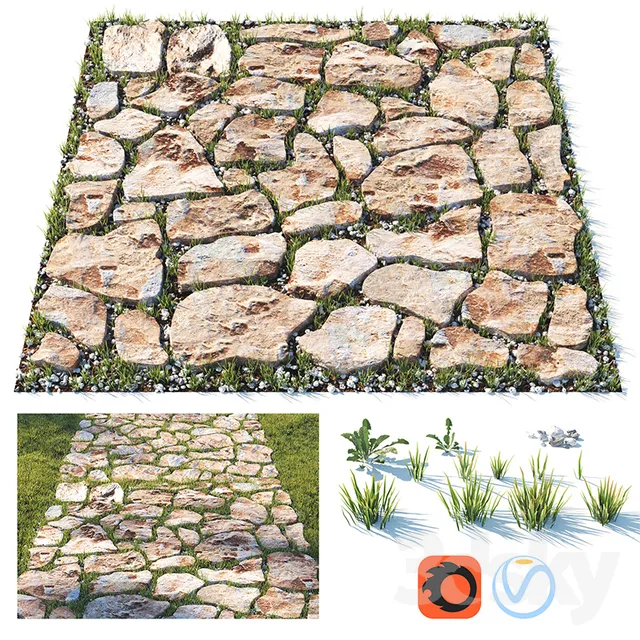 Decorative grass path 3DS Max - thumbnail 3