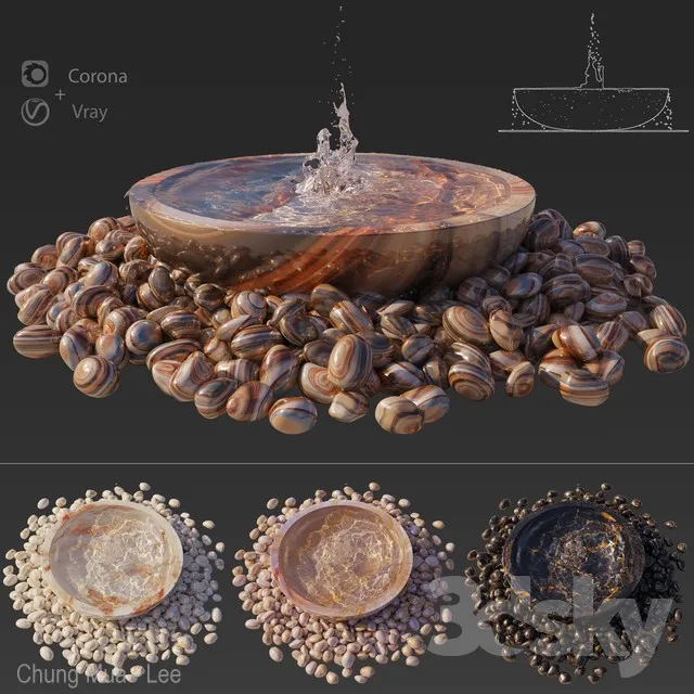 Water Bowl Fountain 1 3DS Max - thumbnail 3