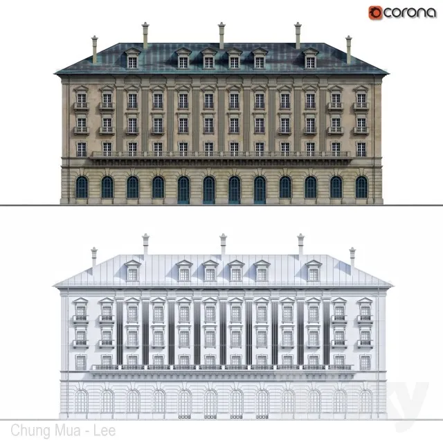 Front of the house in the style of classicism 3DS Max - thumbnail 3