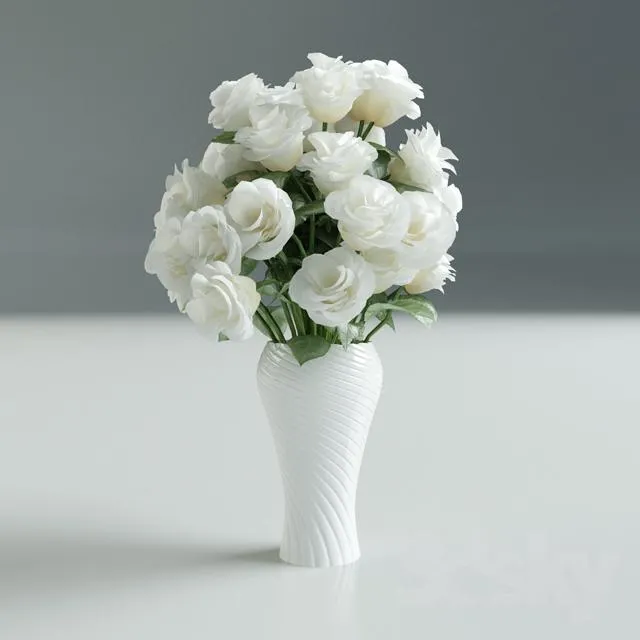 White Rose in Vase 3DS Max - thumbnail 3