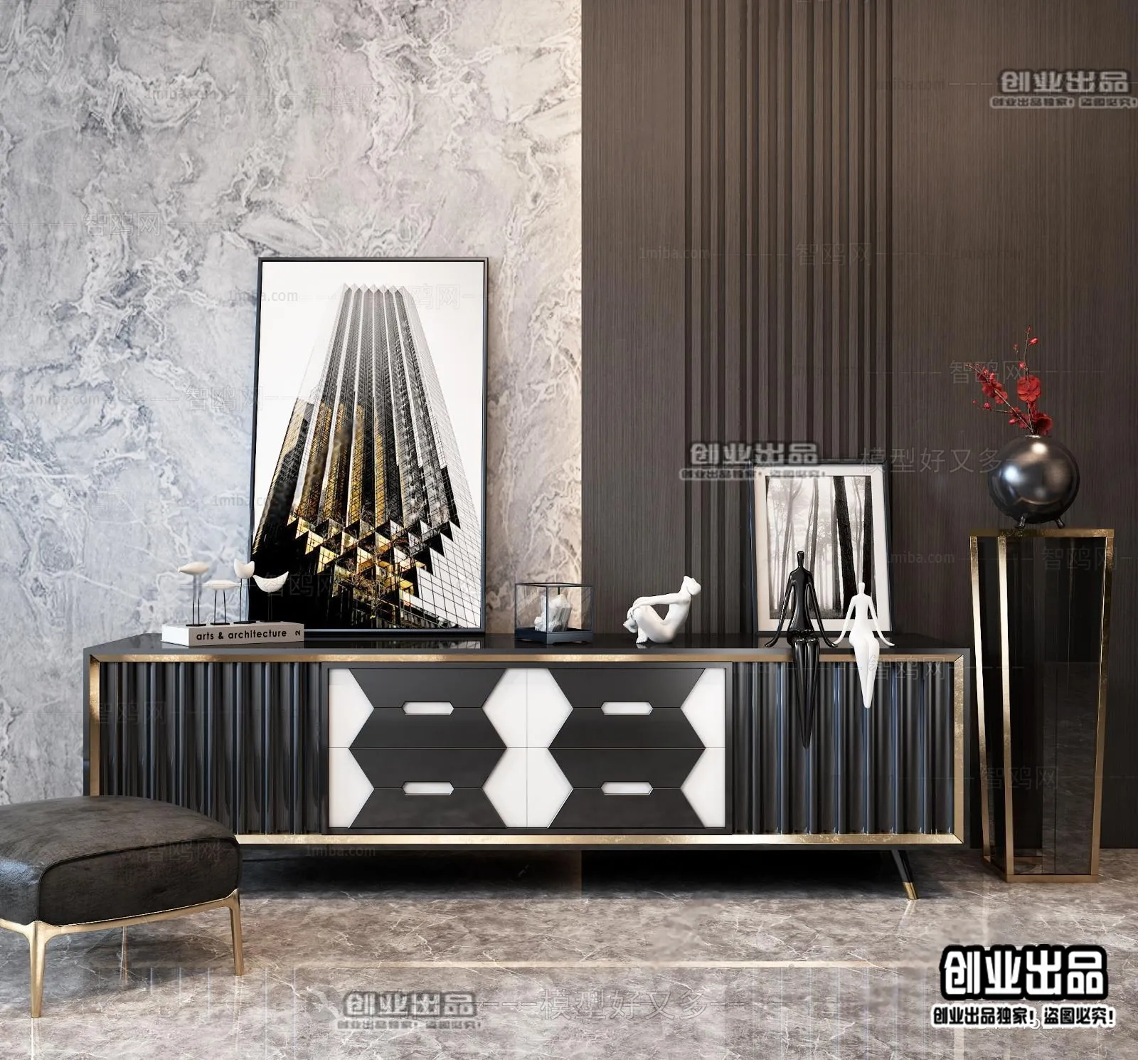 CABINET TV – A90 – FURNITURE 3D MODELS 2022 (VRAY)