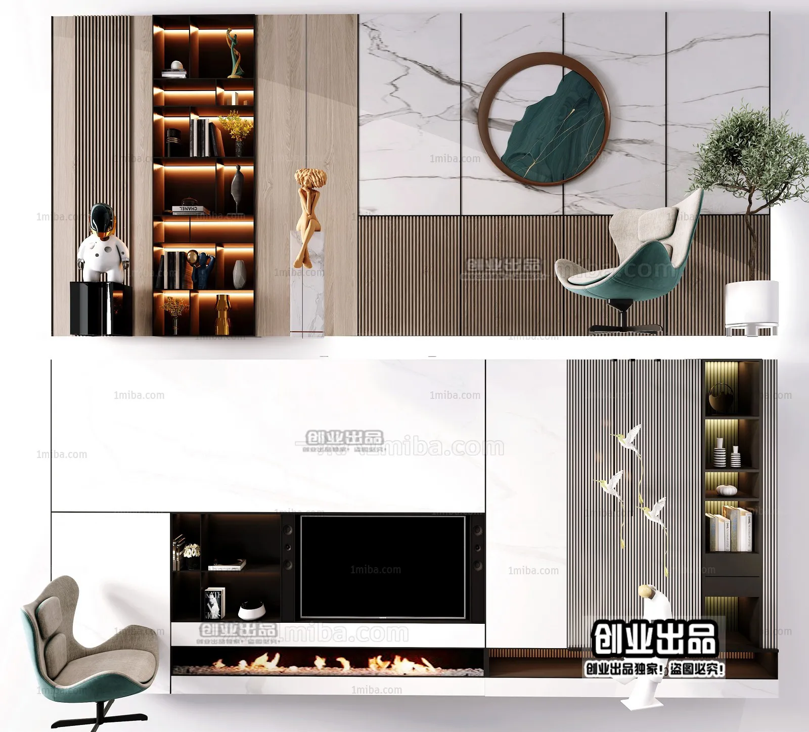 WALL TV – B41 – FURNITURE 3D MODELS 2022 (VRAY)