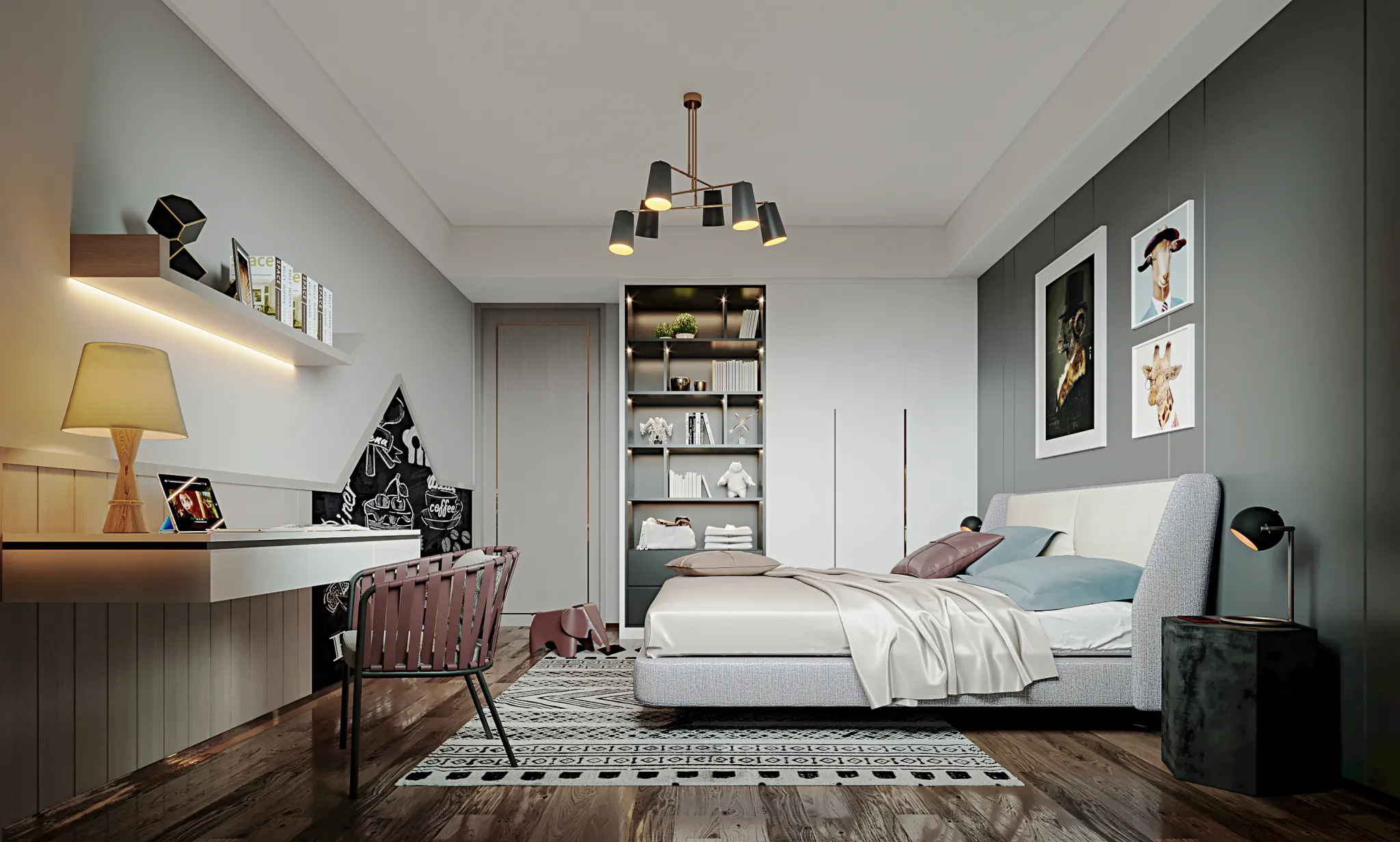 FULL SCENE 3DS MAX – CORONA RENDER – BEDROOM – 038