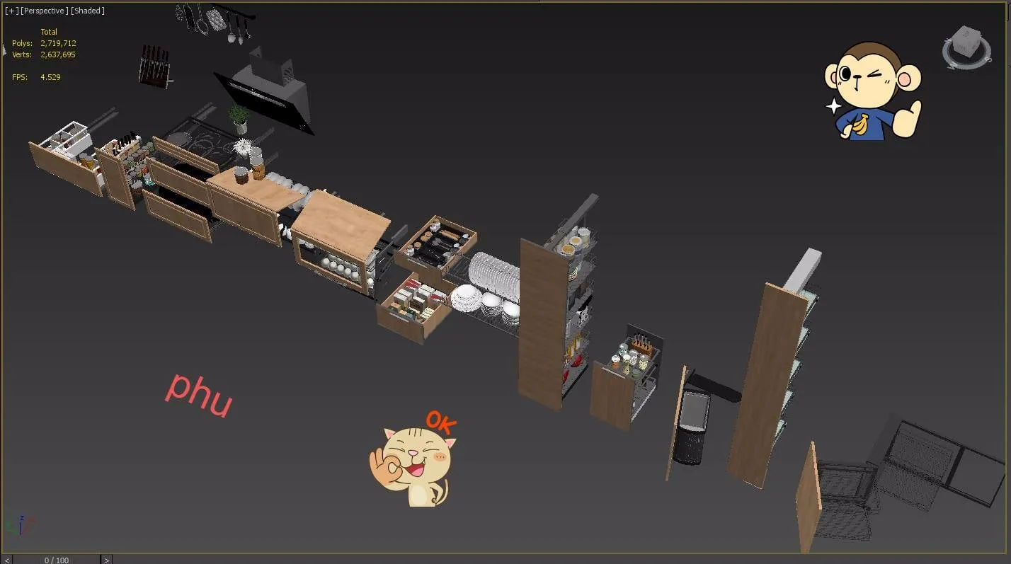 3ds Max Files – Model – 25 – Kitchen Model – 1 – Kitcheen Model by Phong Ngu