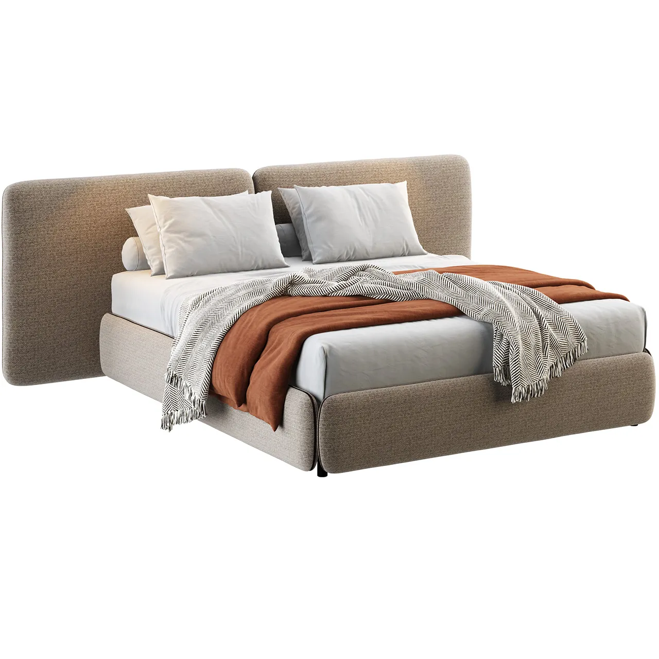 Furniture – zip-bed-with-double-headboard-by-calligaris