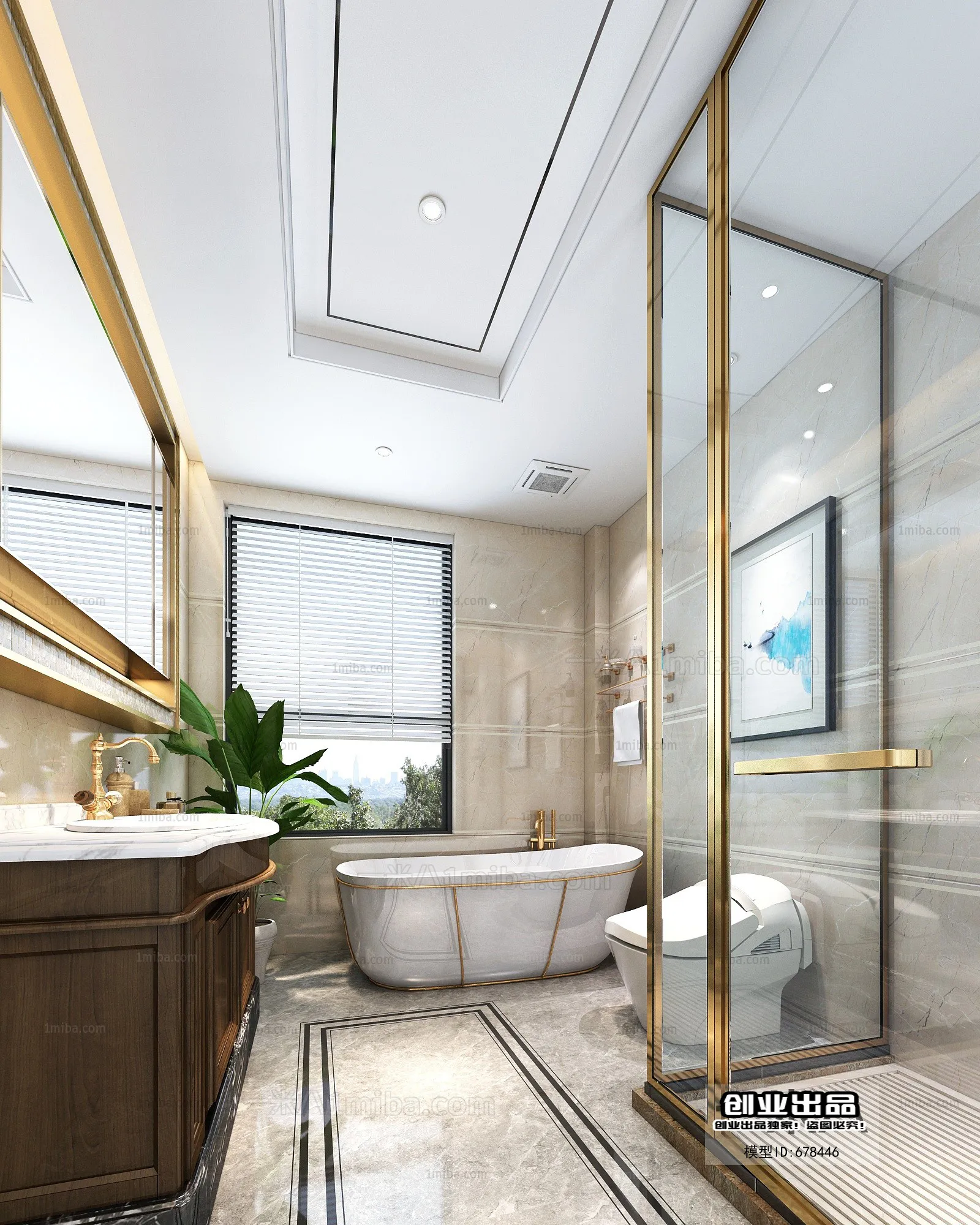 Bathroom – European Design – 3D66 – 3D Scenes – 013