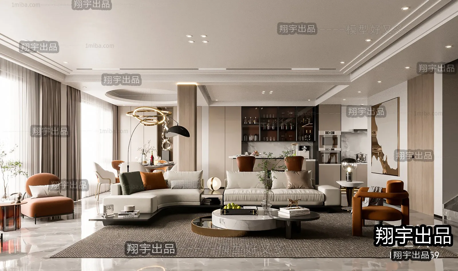 Living Room – Modern Design – 3D66 – 3D Scenes – 010