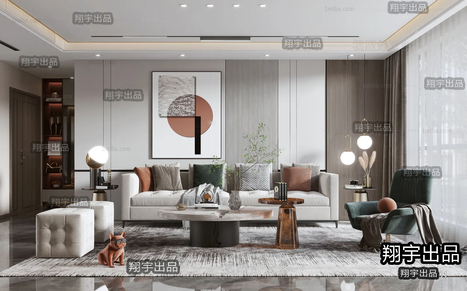 Living Room – Modern Design – 3D66 – 3D Scenes – 019
