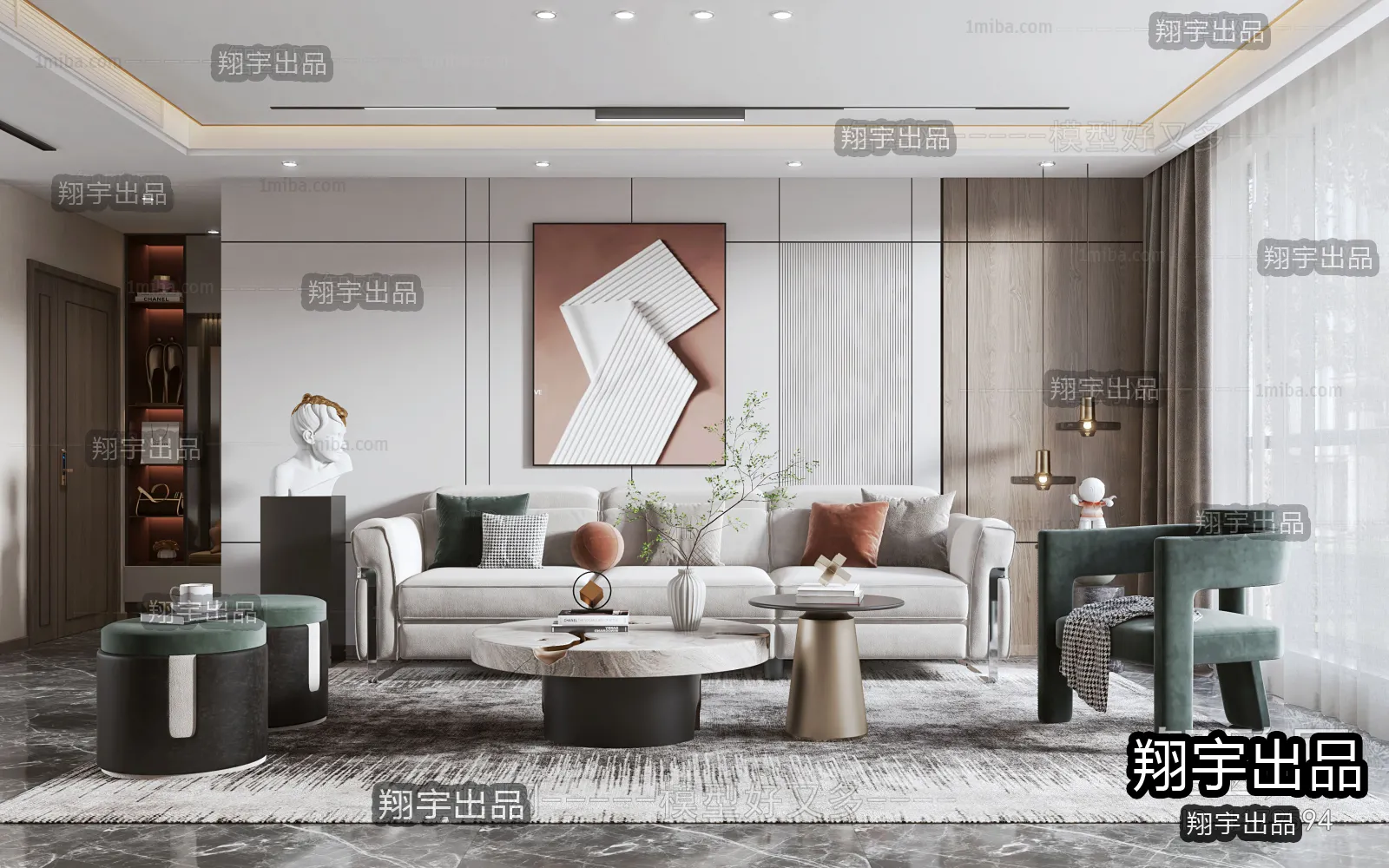 Living Room – Modern Design – 3D66 – 3D Scenes – 022