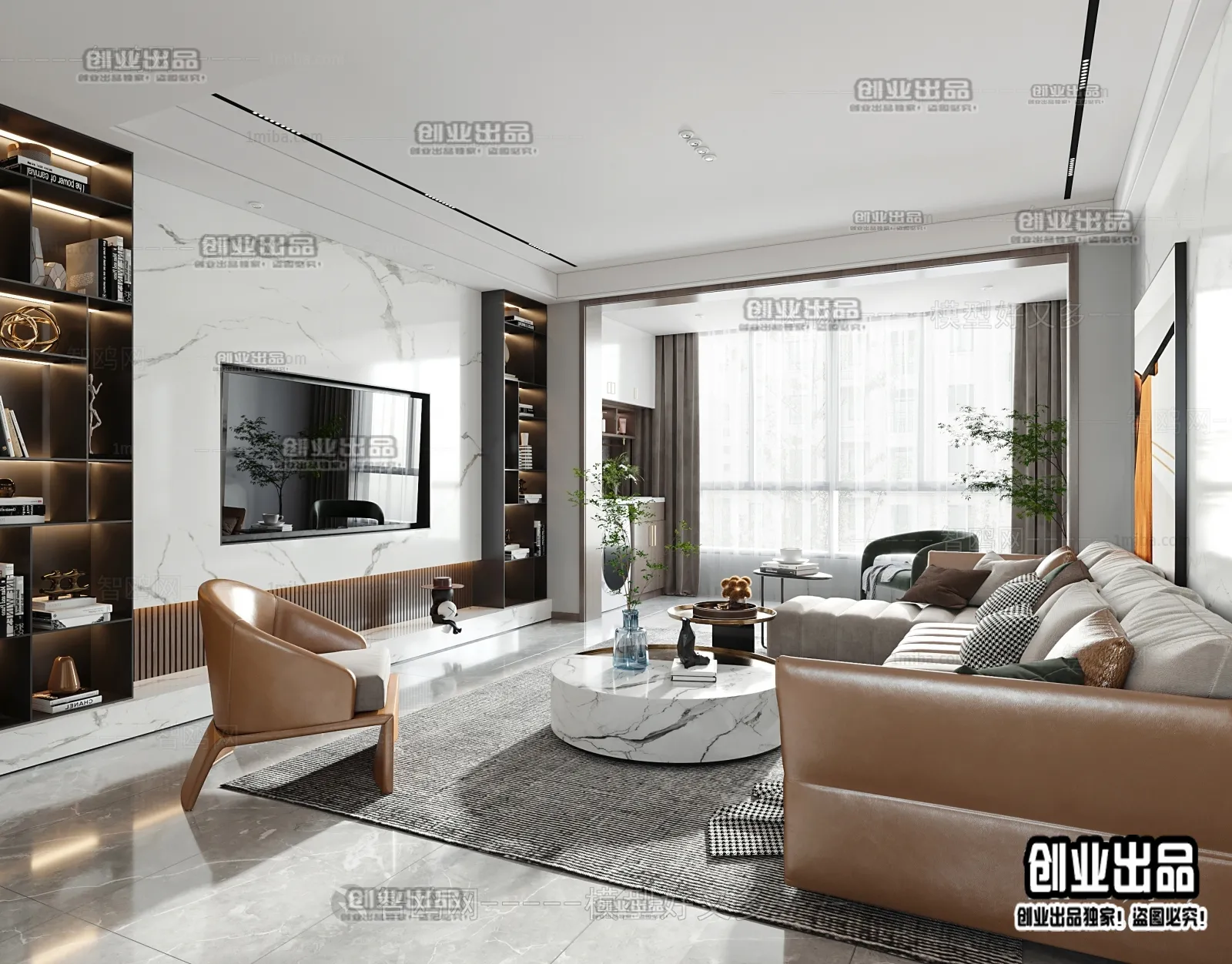 Living Room – Modern Design – 3D66 – 3D Scenes – 023