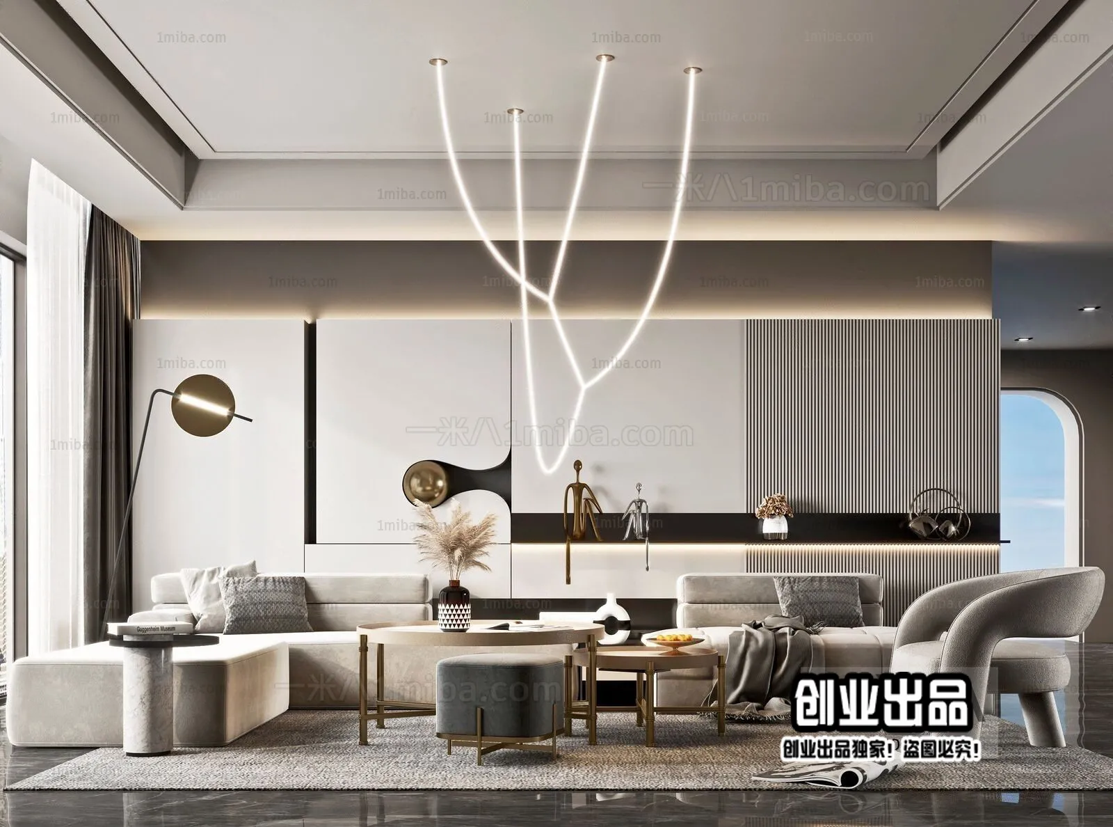 Living Room – Modern Design – 3D66 – 3D Scenes – 068