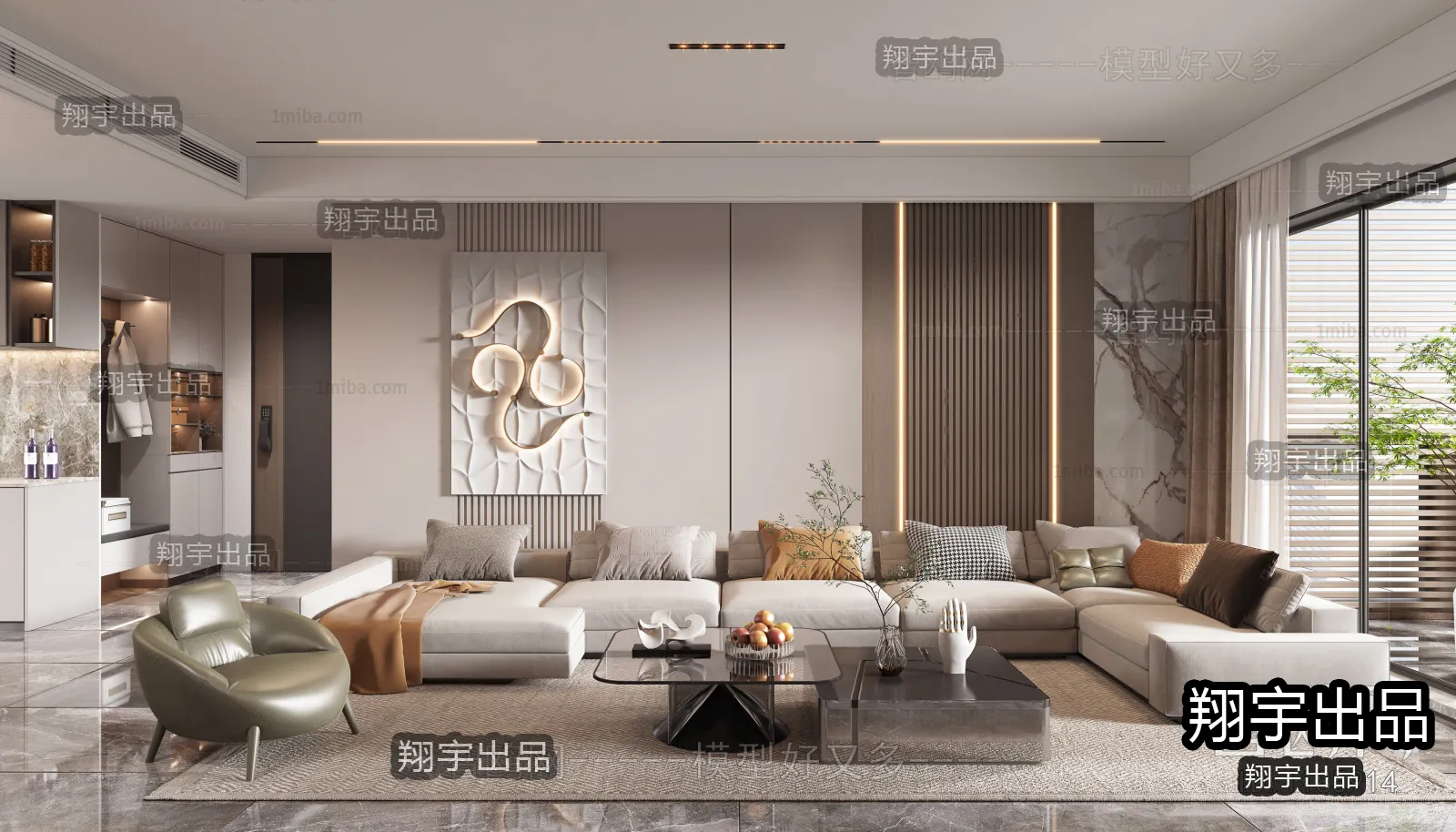Living Room – Modern Interior Design – 3D Models – 001