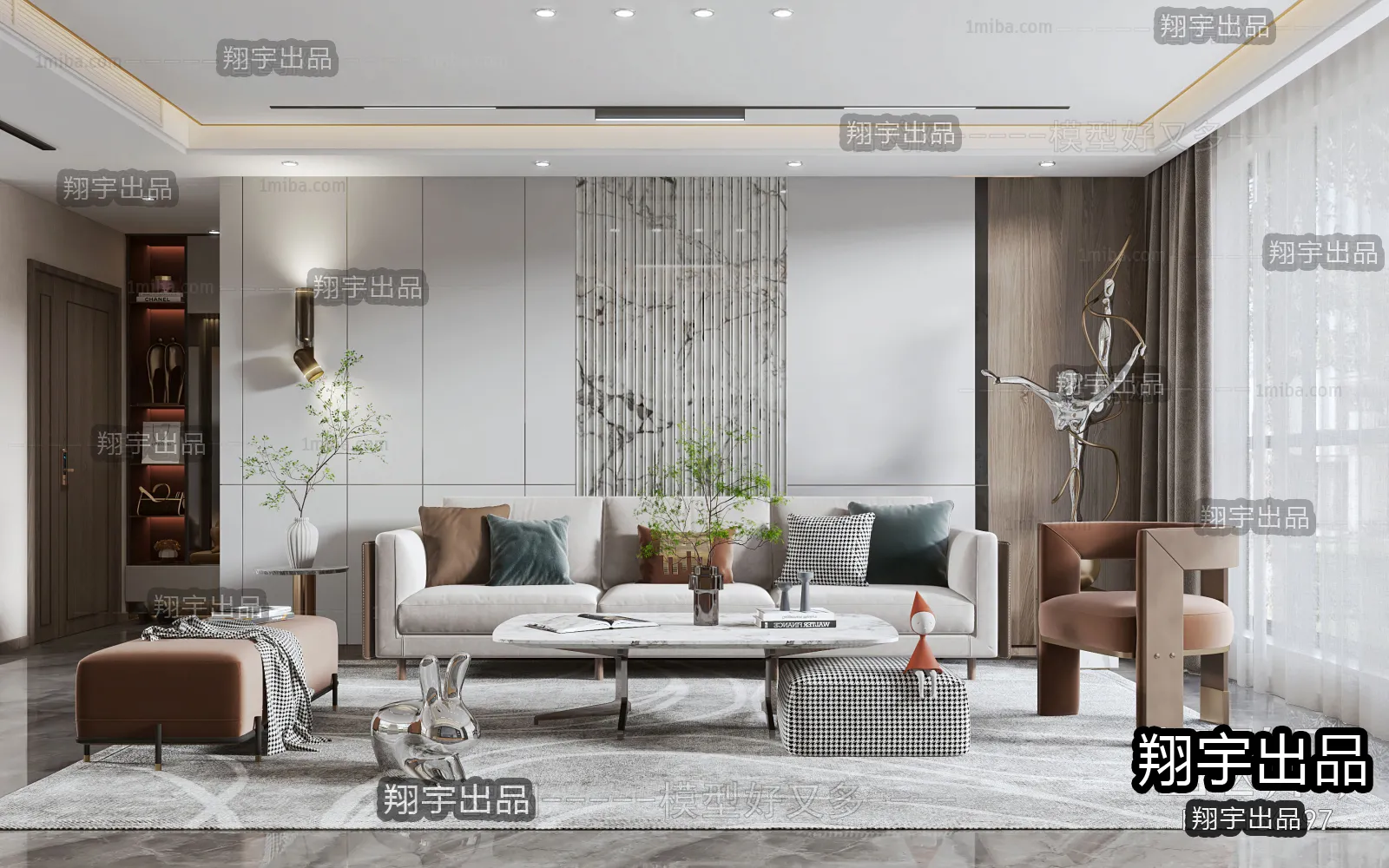 Living Room – Modern Interior Design – 3D Models – 006