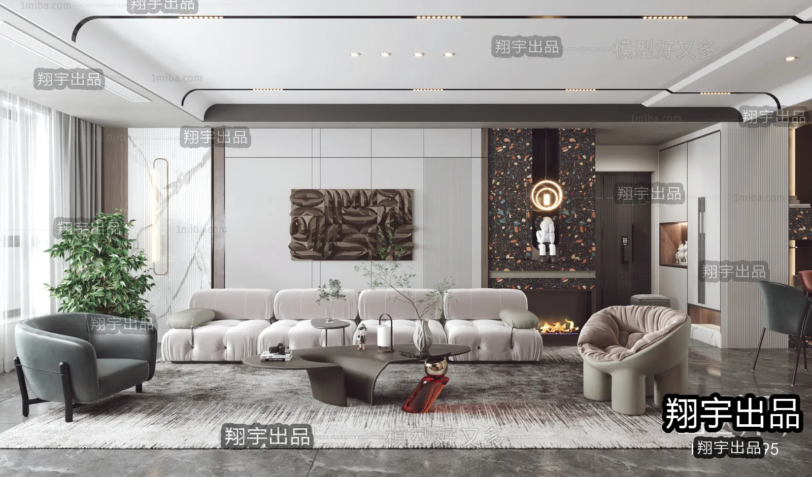 Living Room – Modern Interior Design – 3D Models – 008