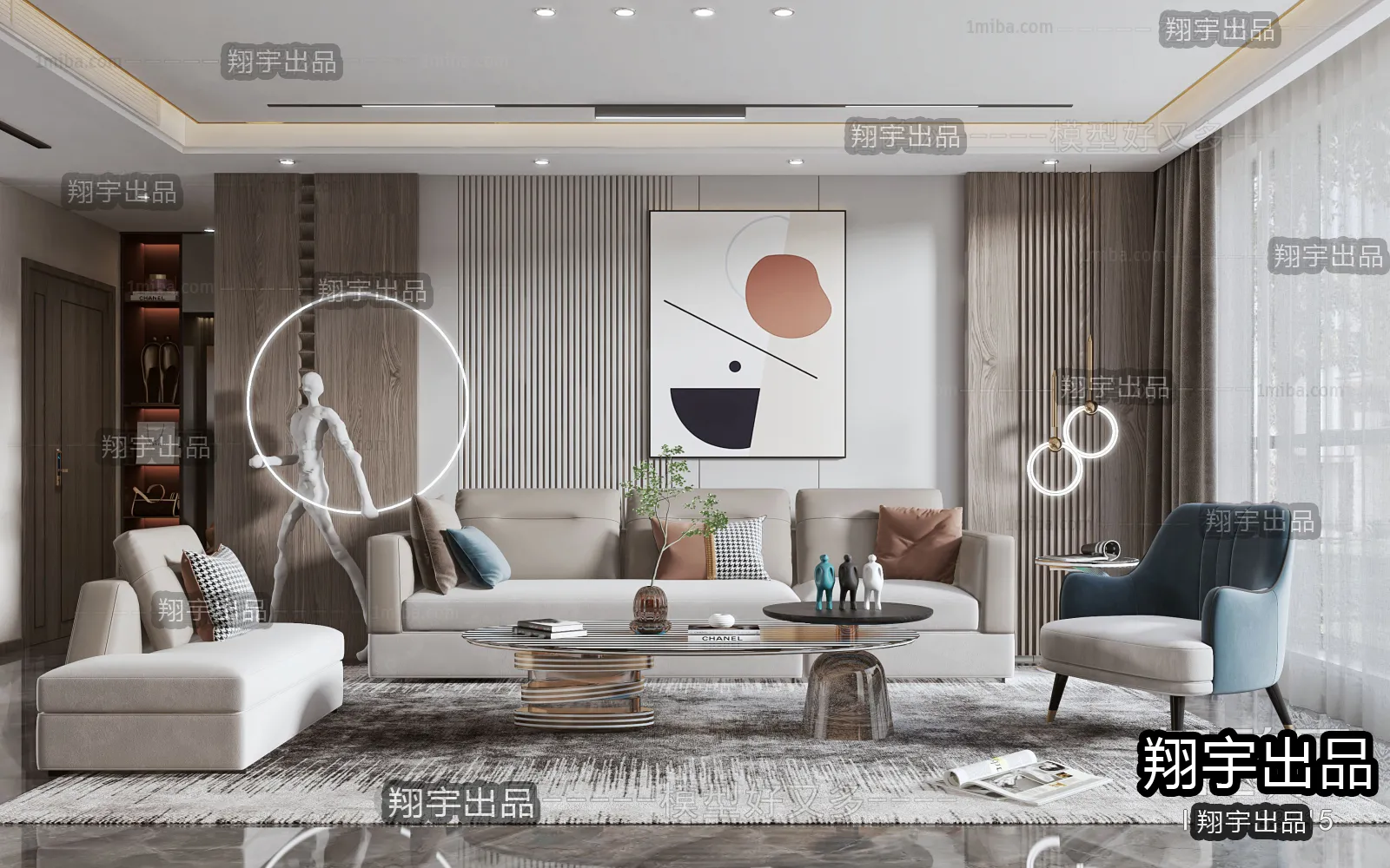 Living Room – Modern Interior Design – 3D Models – 010