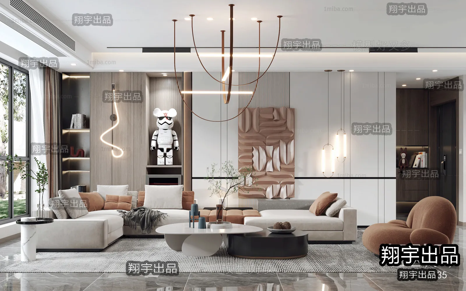 Living Room – Modern Interior Design – 3D Models – 011