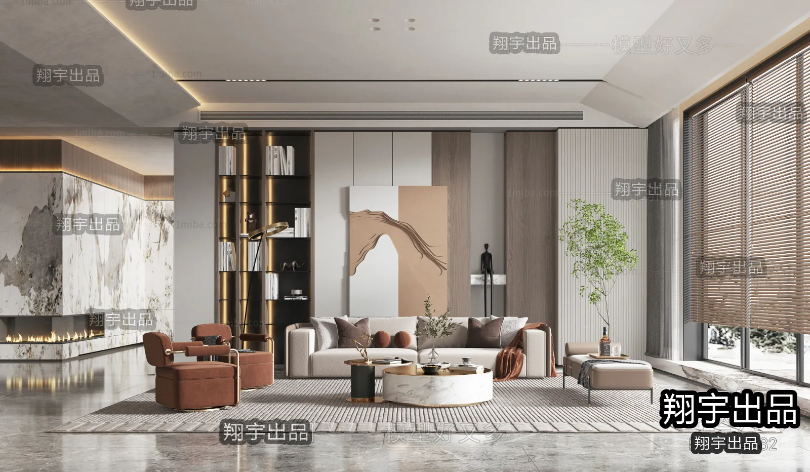 Living Room – Modern Interior Design – 3D Models – 013