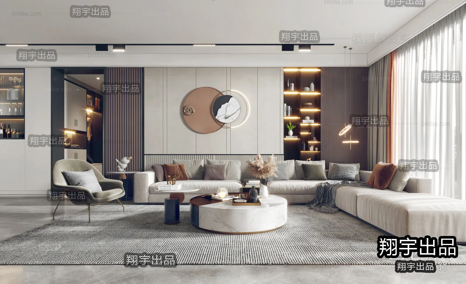 Living Room – Modern Interior Design – 3D Models – 014
