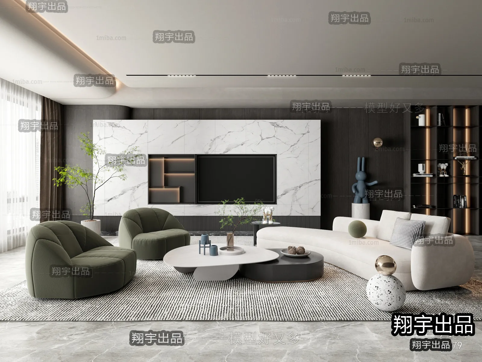 Living Room – Modern Interior Design – 3D Models – 018