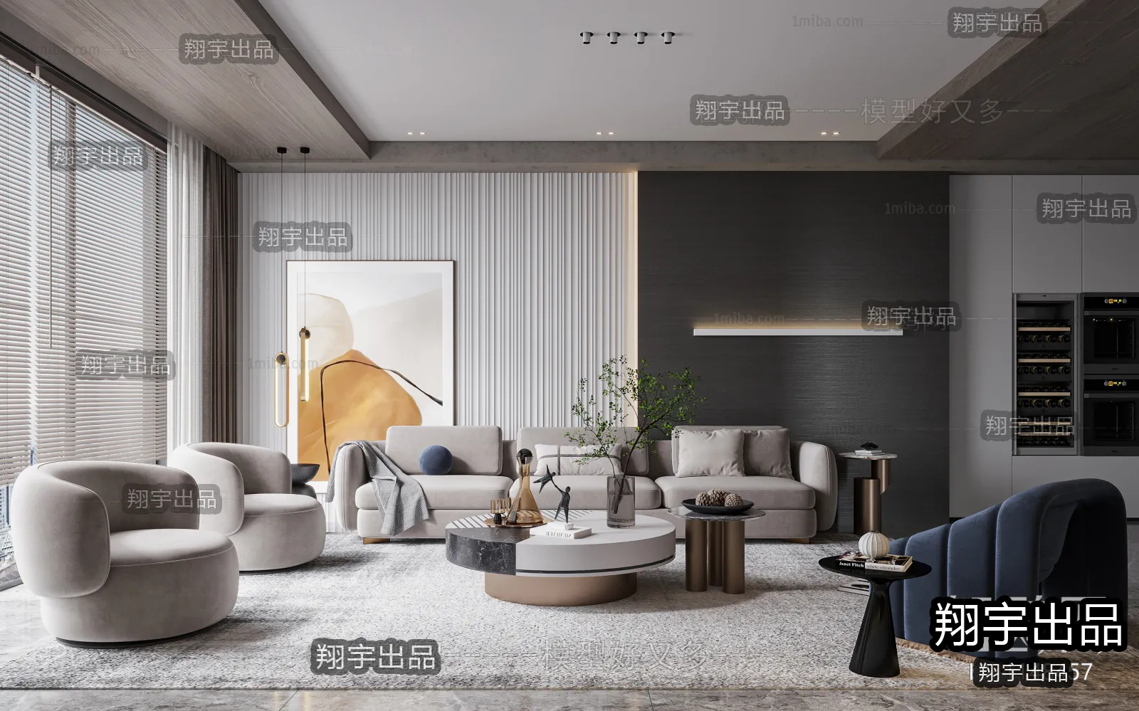 Living Room – Modern Interior Design – 3D Models – 020