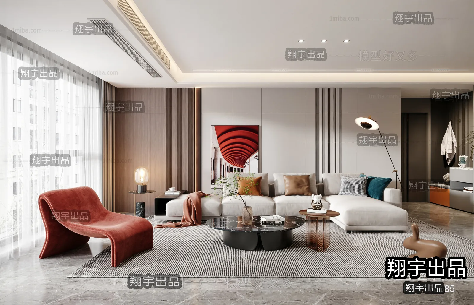 Living Room – Modern Interior Design – 3D Models – 023