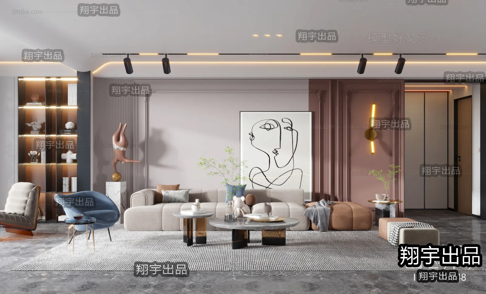 Living Room – Modern Interior Design – 3D Models – 026